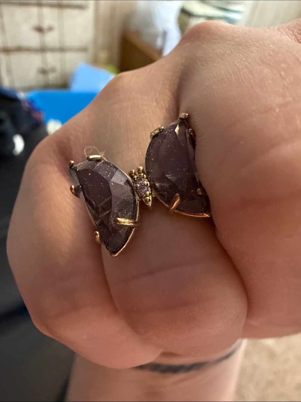 Purple Teardrop Stone Ring - Women's Jewelry